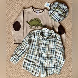 Janie and Jack - size 5 - sweater, hat (NWT), matching long sleeve shirt